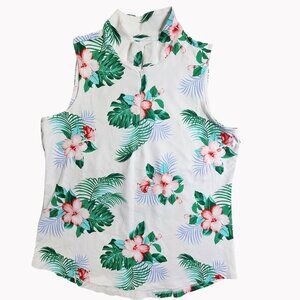 Tommy Bahama Womens M IslandZone Sleeveless Polo Shirt Floral Print